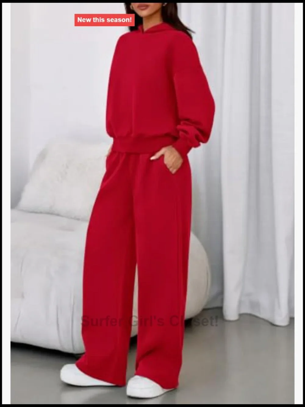 2 Piece Lounge Set Matching Sweatsuits Long Sleeve Hoodie Wide Leg Pants